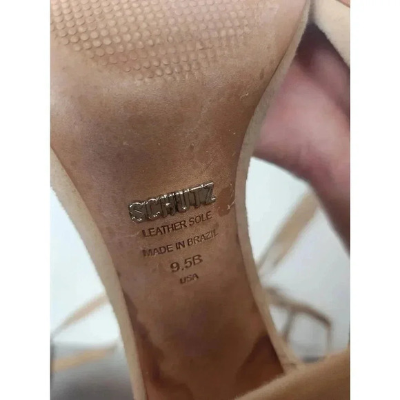 Schutz Suede Strappy Block Heels Tan size 9.5. - Picture 8 of 9